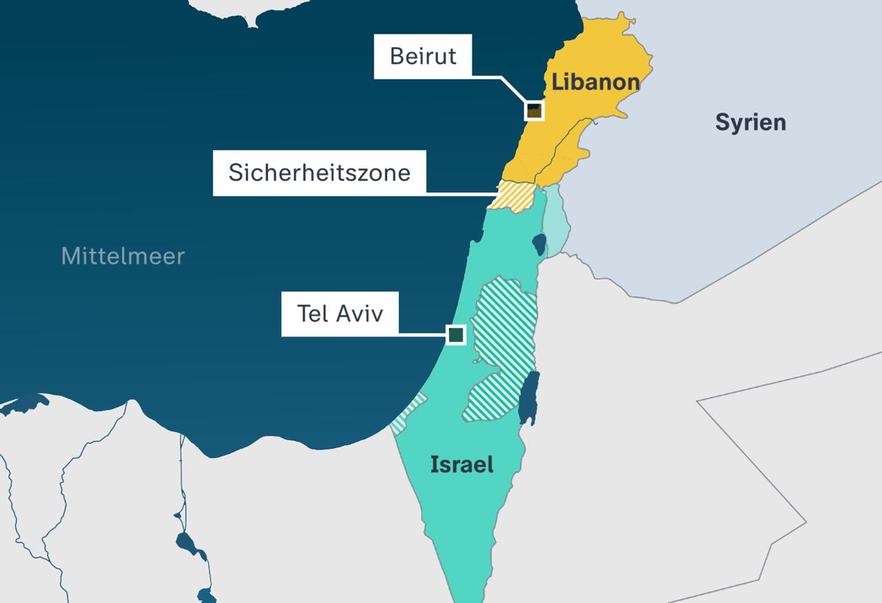 Karte: Israel Libanon