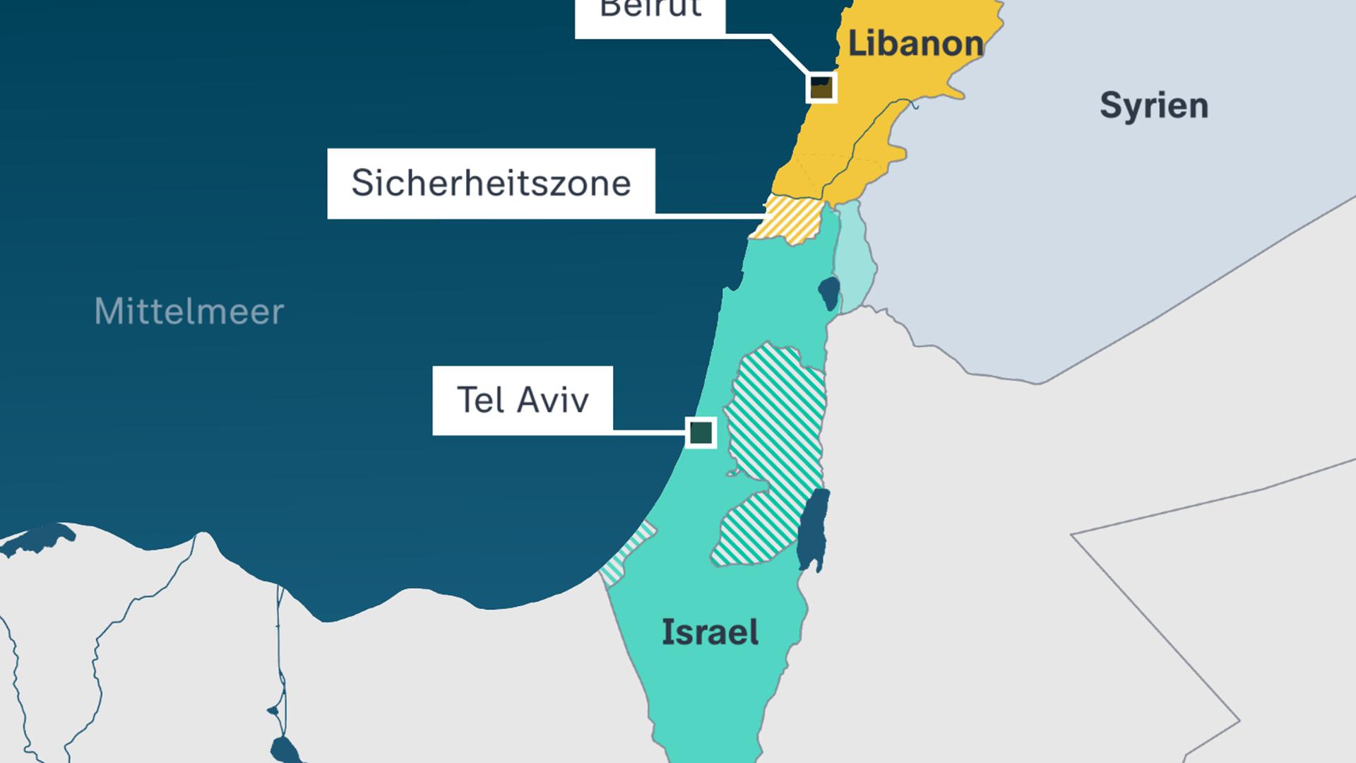 Karte: Israel Libanon