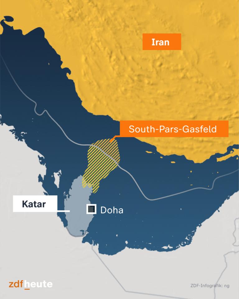 Karte: Katar mit Gasfeld