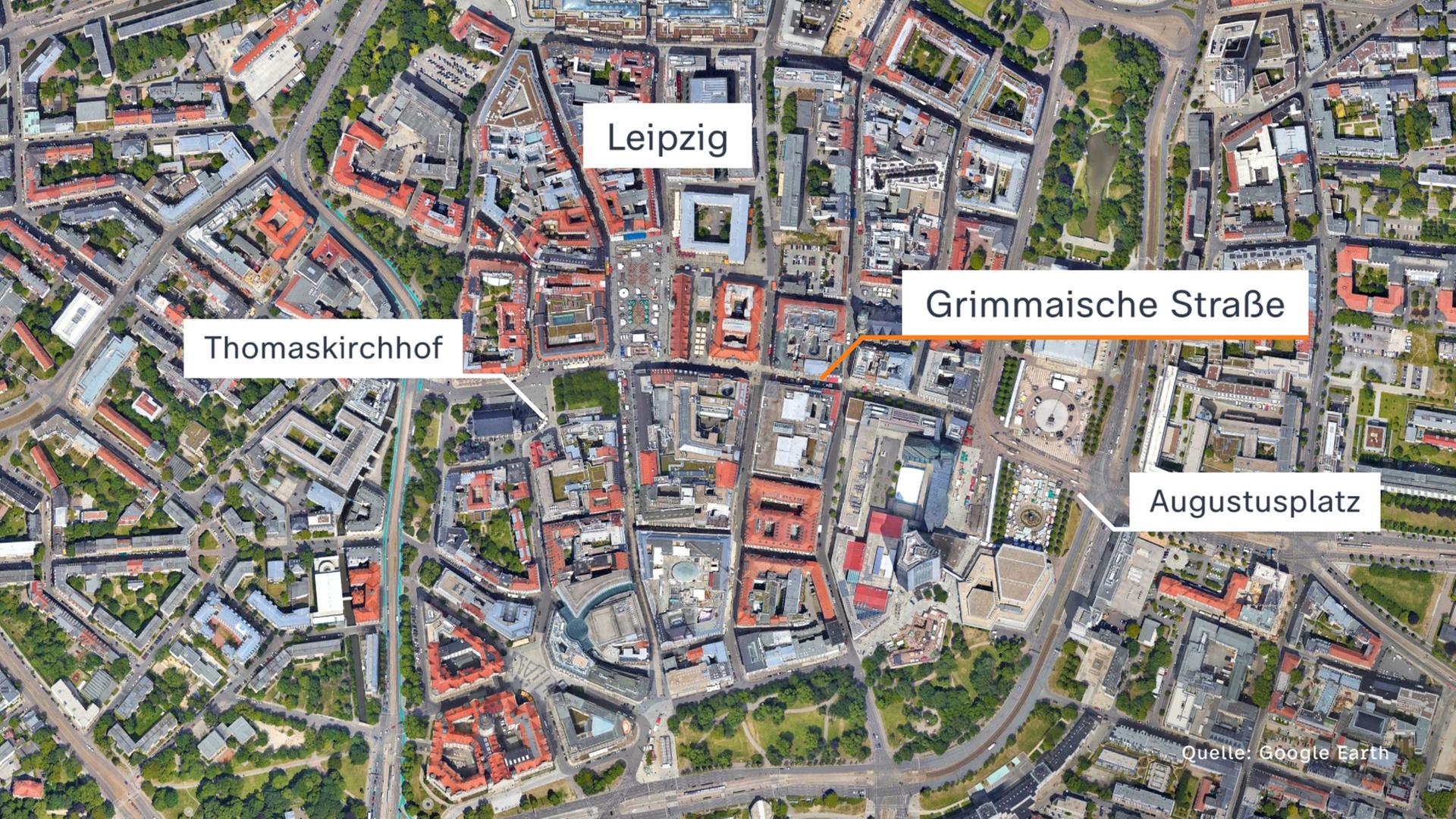 Die Grimmaische Straße ist eine zentrale Einkaufsstraße in Leipzig.
