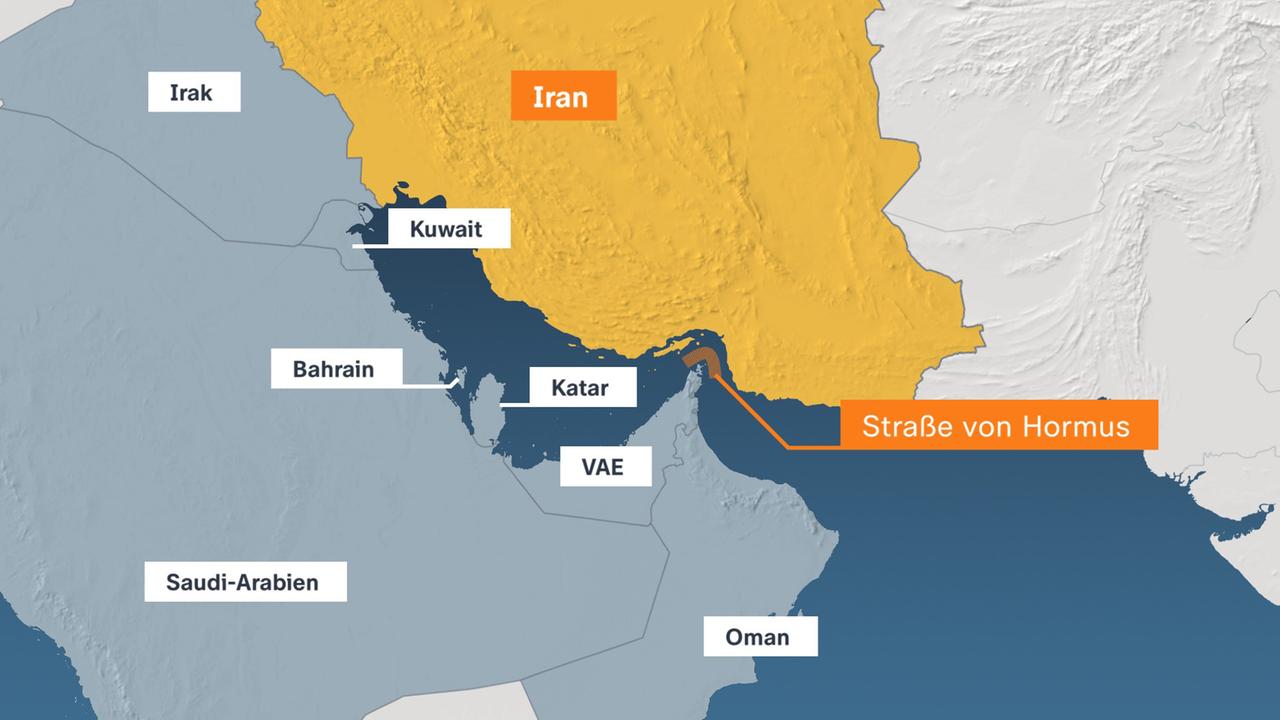 Karte: Persischer Golf mit den Golfstaaten