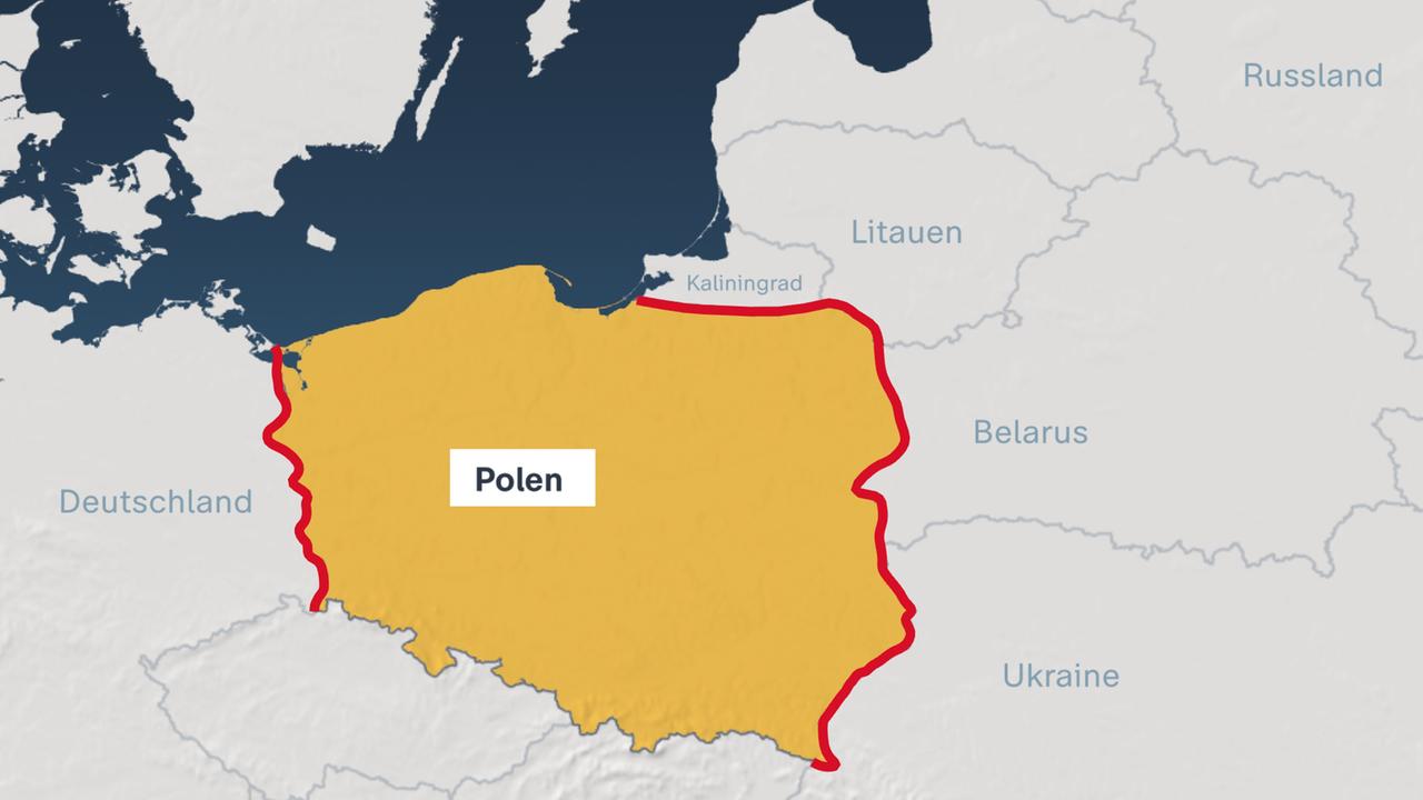 Karte: Polen Grenzen Nachbarländer