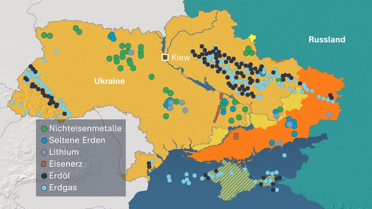 Karte: Rohstoffe in der Ukraine