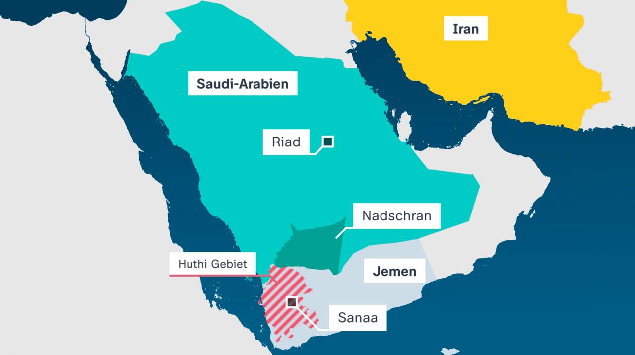 Karte: Saudi-Arabien, Jemen, Iran