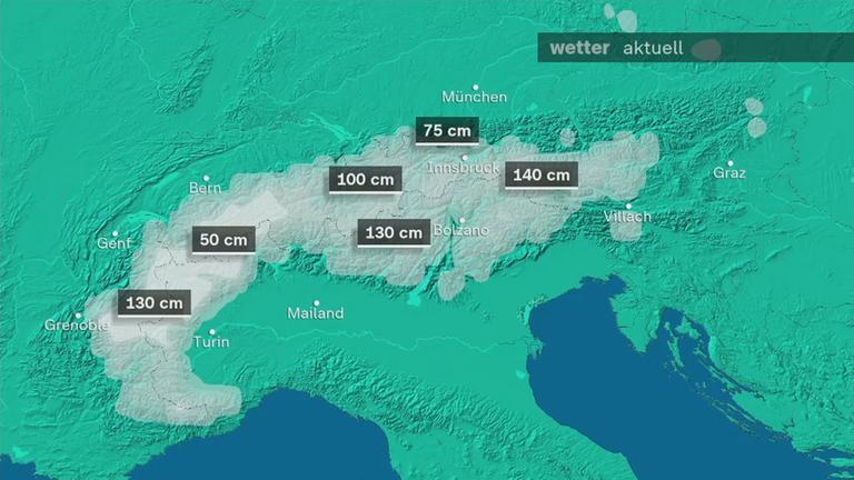 Karte, Schnee, Alpen
