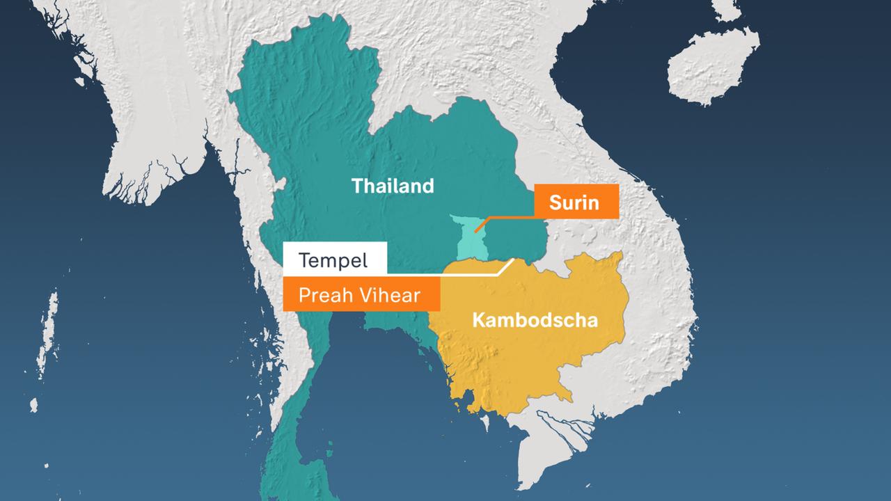 Karte der Grenzregion von Thailand und Kambodscha
