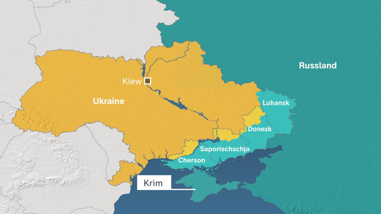 Karte: Ukraine - Luhansk - Donezk - Saporischschja - Cherson - Krim