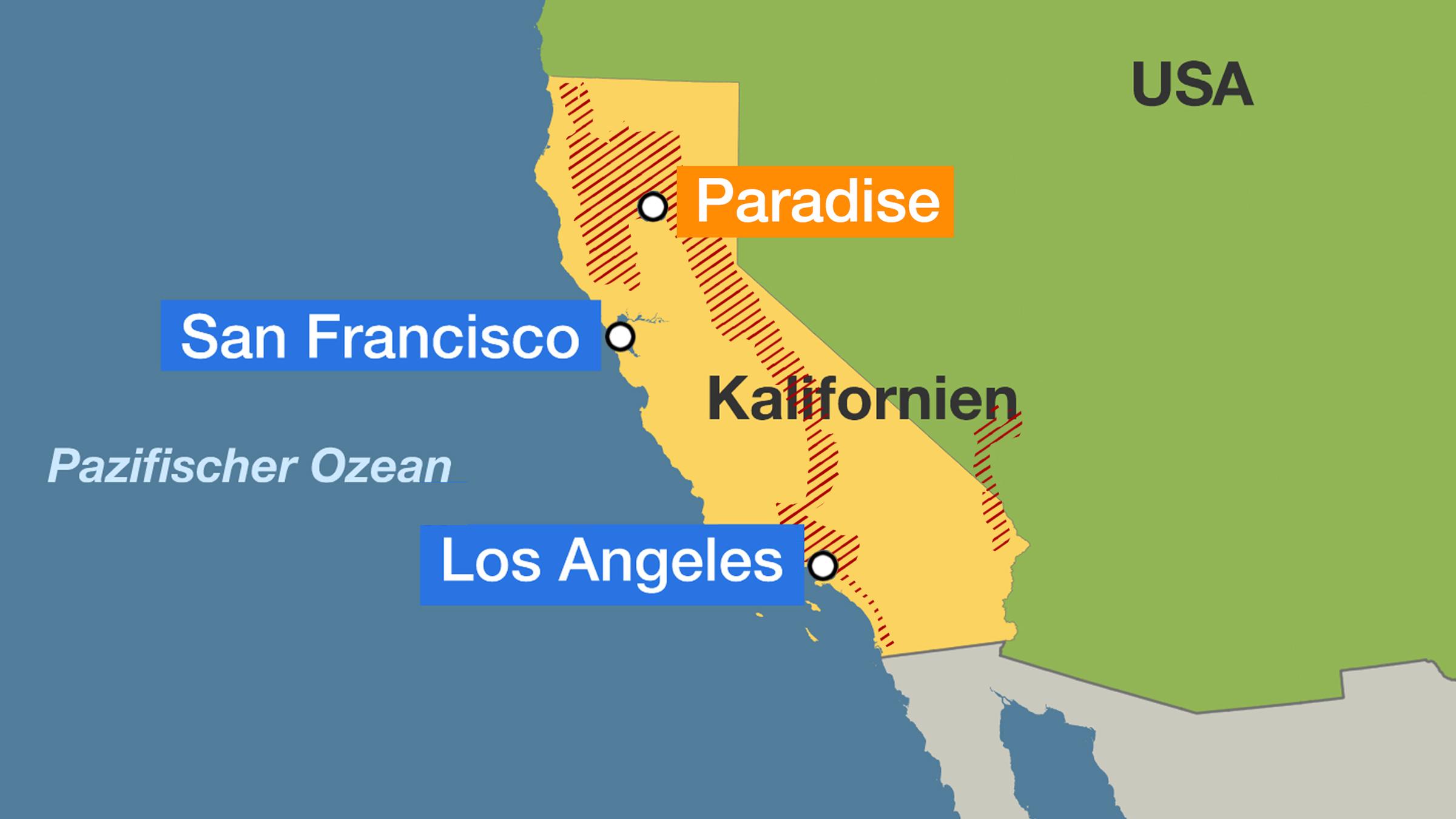 Karte: Waldbrand in Kalifornien