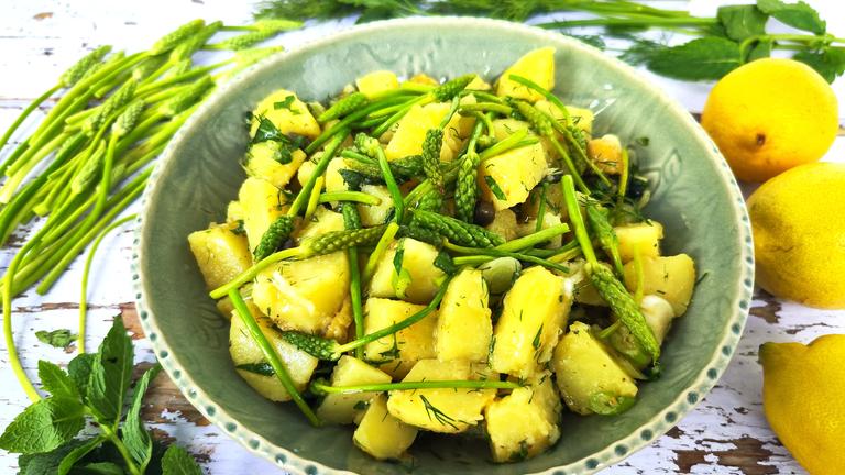 Kartoffelsalat mit Kapern und Wildspargel