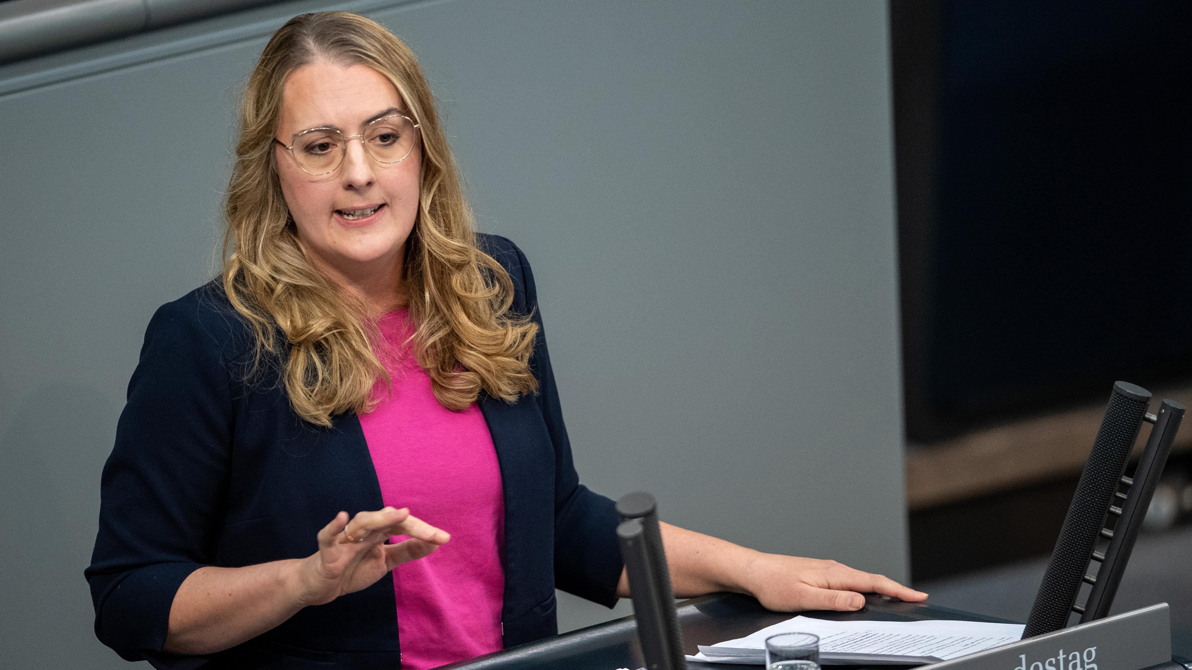 Katharina Dröge am 28.22.2023 im Bundestag in Berlin