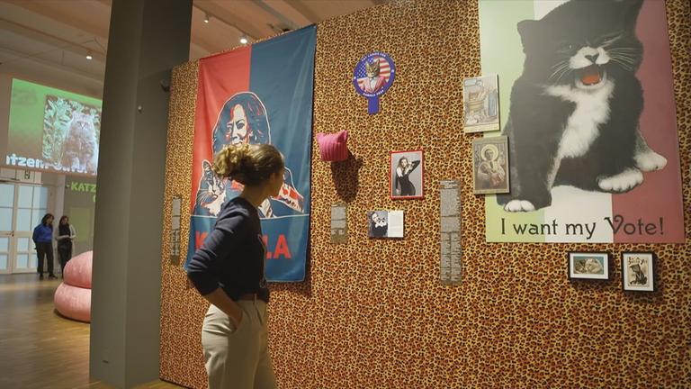 Ausstellung von Katzenmotiven in Museum