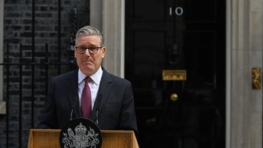 Britain's Prime Minister Keir Starmer speaks to the media outside 10 Downing Street to announce his resignation in London, Monday, June 22, 2026.