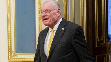 Keith Kellogg, der US-Sondergesandte für die Ukraine und Russland, betritt den Saal für ein Treffen mit dem ukrainischen Präsidenten Wolodymyr Selenskyj in Kiew, Ukraine.