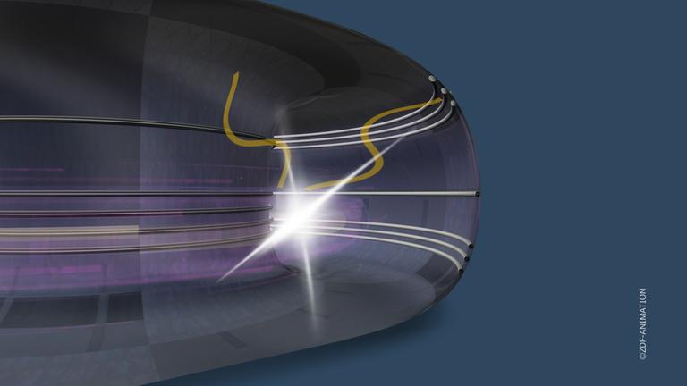 Grafikvideo erkläürt, wie Kernfusion vor sich geht.