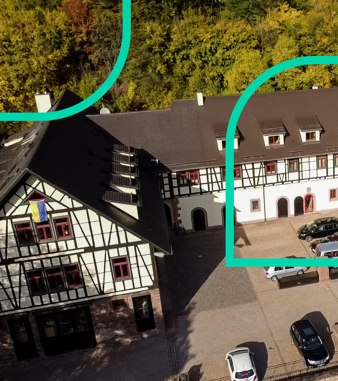 Fachwerkhaus von oben: Jugendstrafanstalt Seehaus in Leonberg