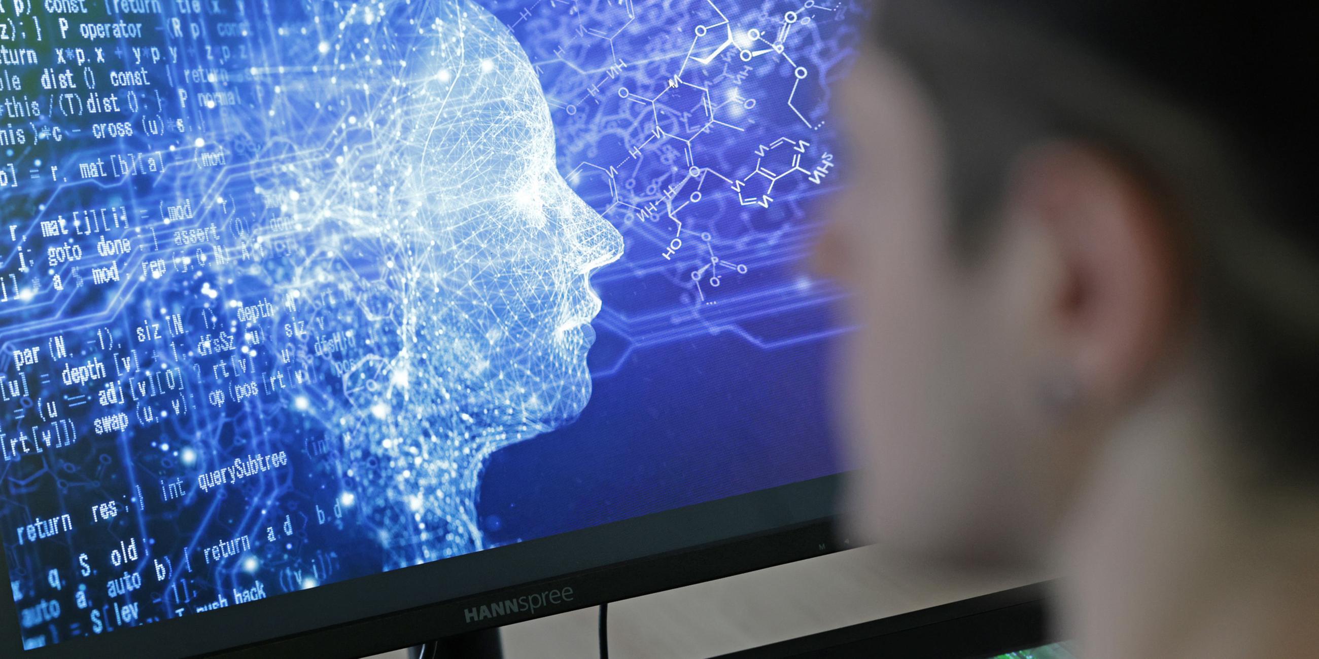 Das Bild zeigt eine Person im Computerraum die vor einem Bildschirm sitzt. (Symbolfoto)