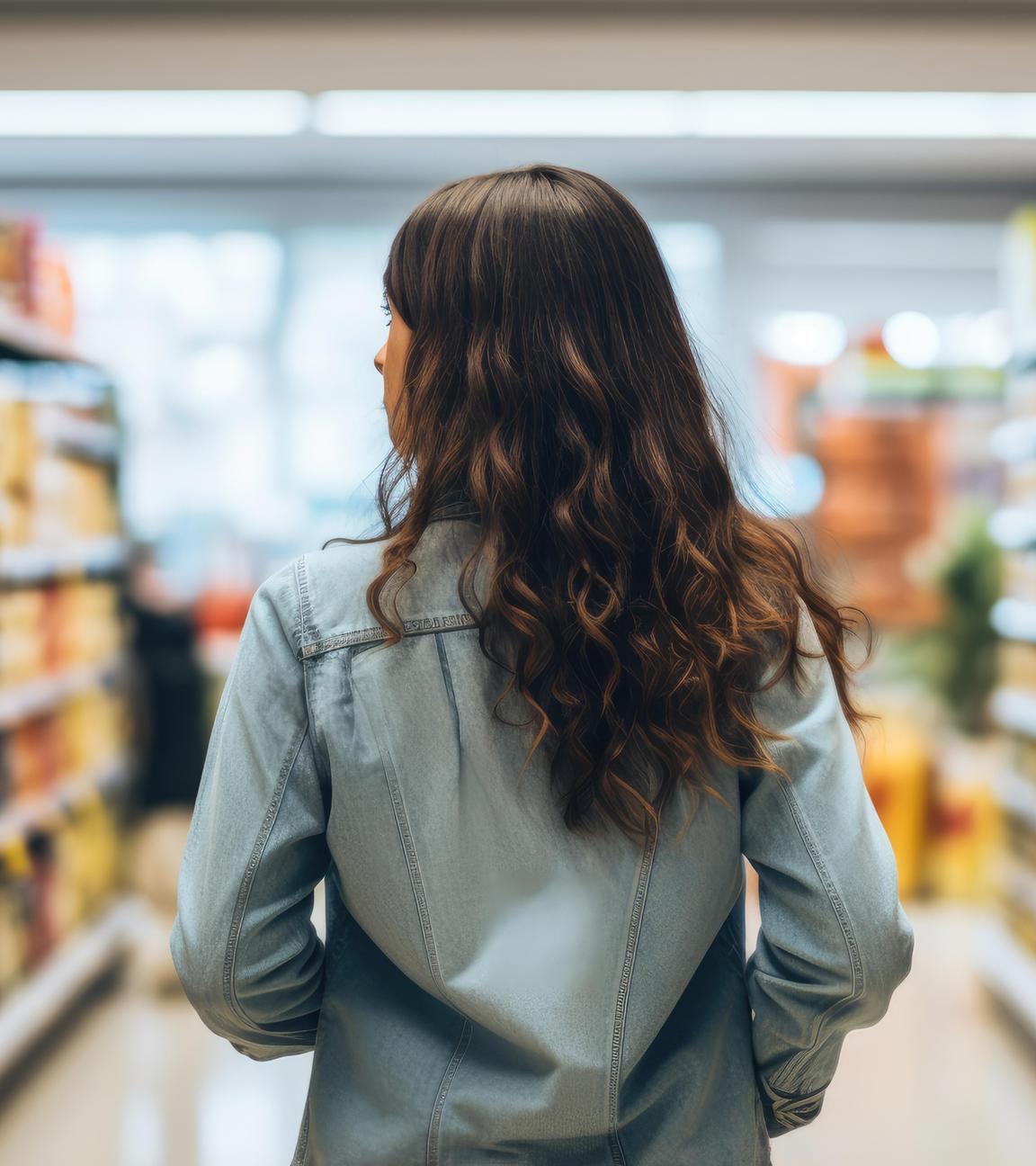 Eine Junge Frau beim Einkaufen - Das Bild ist allerdings KI generiert