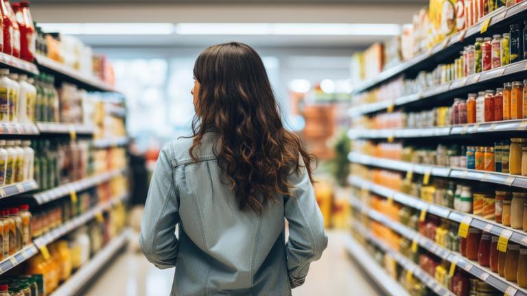 Eine Junge Frau beim Einkaufen - Das Bild ist allerdings KI generiert