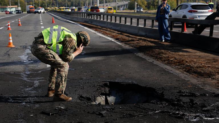 Russian drone strikes a Kyiv bridge