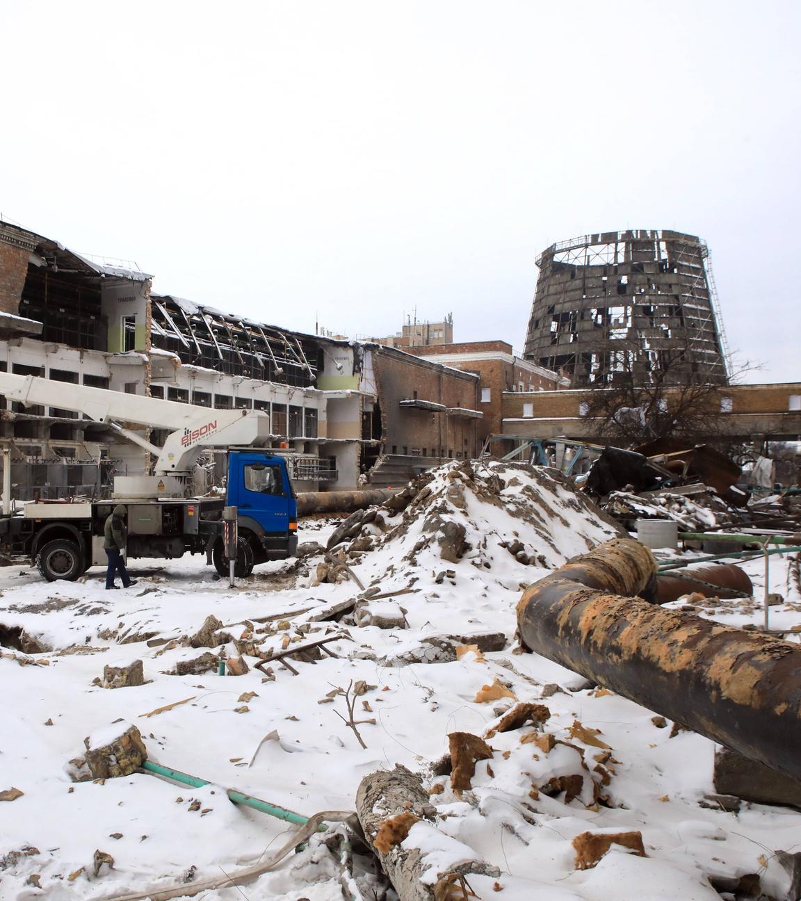 Das Heizkraftwerk Kiew-4 ist nach russischen Raketenangriff schwer beschädigt