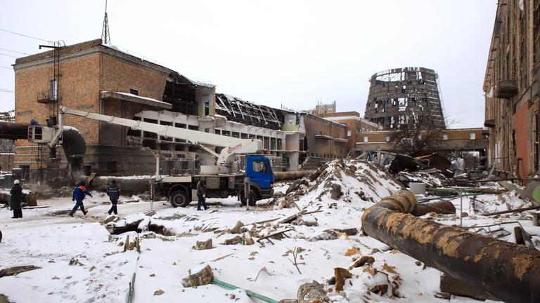 Das Heizkraftwerk Kiew-4 ist nach russischen Raketenangriff schwer beschädigt