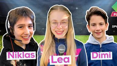 KiKA Live Fussball: Niklas, Lea und Dimi (v.l.n.r.) (Screenshot)