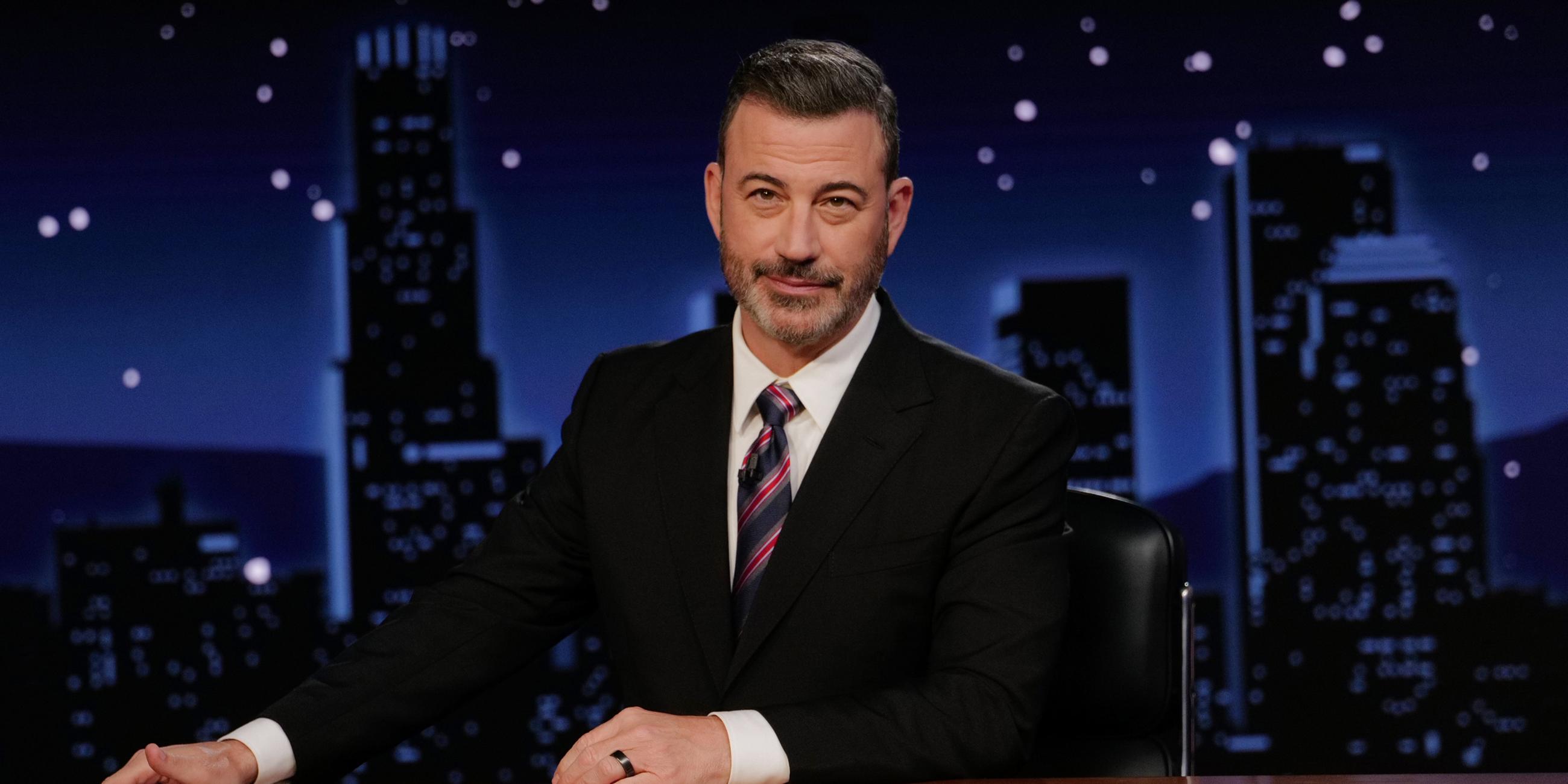 This image released by Disney shows Jimmy Kimmel hosting his late night show "Jimmy Kimmel Live!" in Los Angeles
