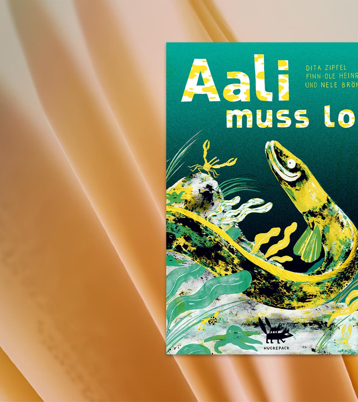 Auf dem Cover des Kinderbuches sieht man die Illustration eines Aales im Wasser.