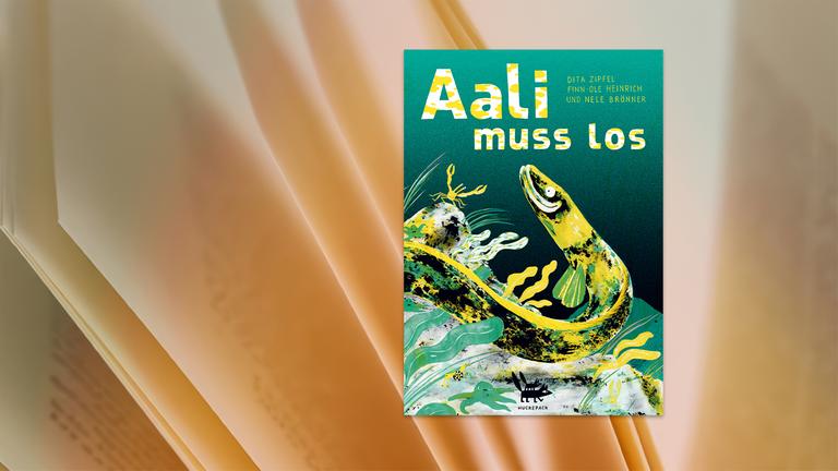 Auf dem Cover des Kinderbuches sieht man die Illustration eines Aales im Wasser.
