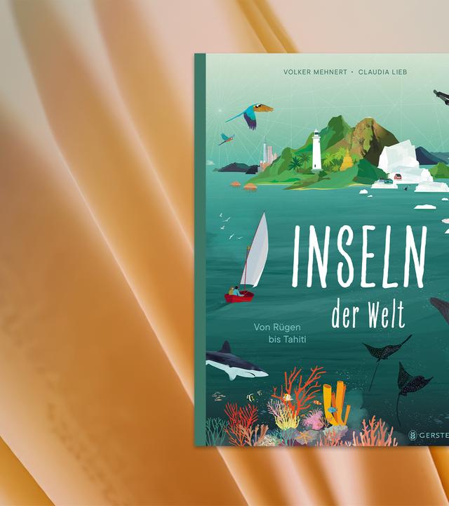 Auf dem Cover des Kinderbuches sieht man die Illustration einer Insel umgeben von Meer.