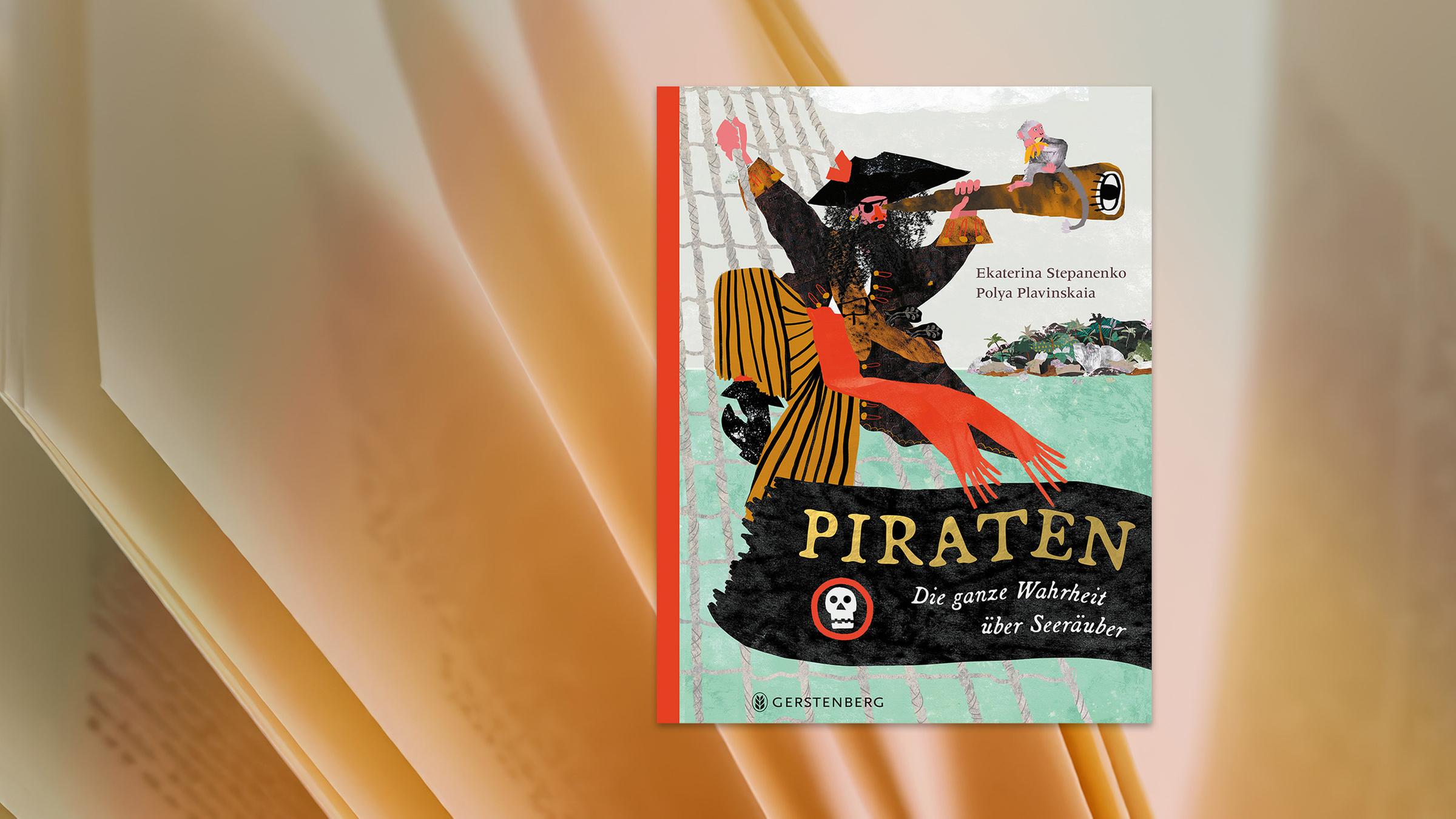 Auf dem Umschlag des Kinderbuches sieht man die Illustration eines Piraten der durch ein Fernrohr aufs Meer schaut.