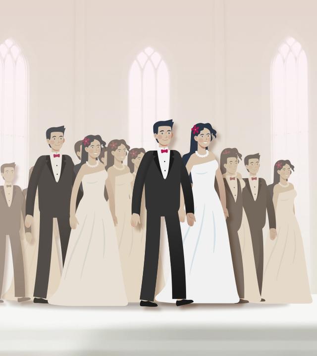 Die Zahl der Hochzeiten geht in Deutschland seit Jahrzehnten zurück. Noch stärker ist der Rückgang bei kirchlichen Trauungen.