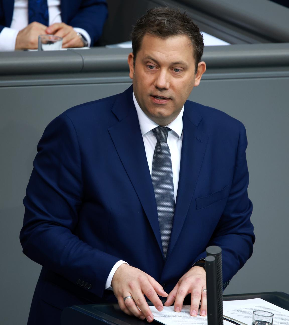 German Finance Minister Lars Klingbeil speaks during a session of the German parliament 'Bundestag' to present the draft budget for 2025, in Berlin, Germany, 08 July 2025.