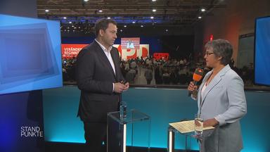 Lars Klingbeil im Interview beim Bundesparteitag der SPD in Berlin