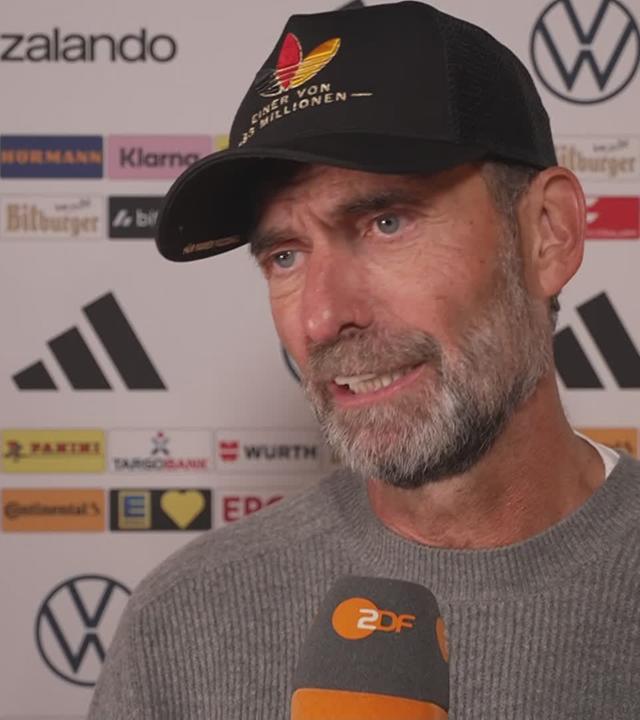 Fußball-Bundestrainer Jürgen Klopp im ZDF-Interview nach dem 1:1 bei seinem Debüt
