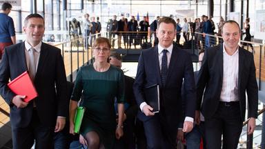 Martin Dulig, Katja Meier, Michael Kretschmer und Wolfram Günther