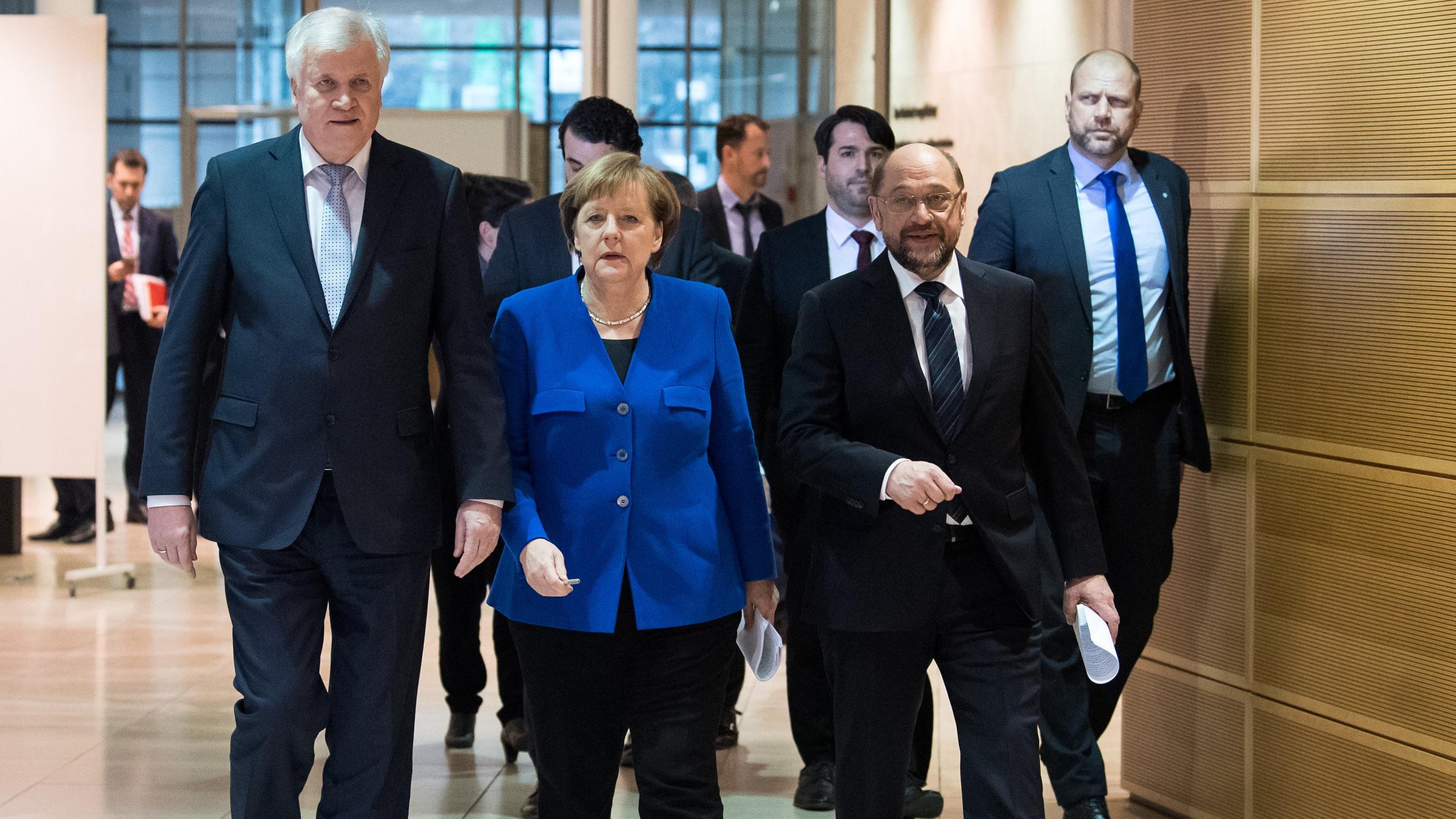 Koalitionsverhandlungen Merkel Schulz Seehofer