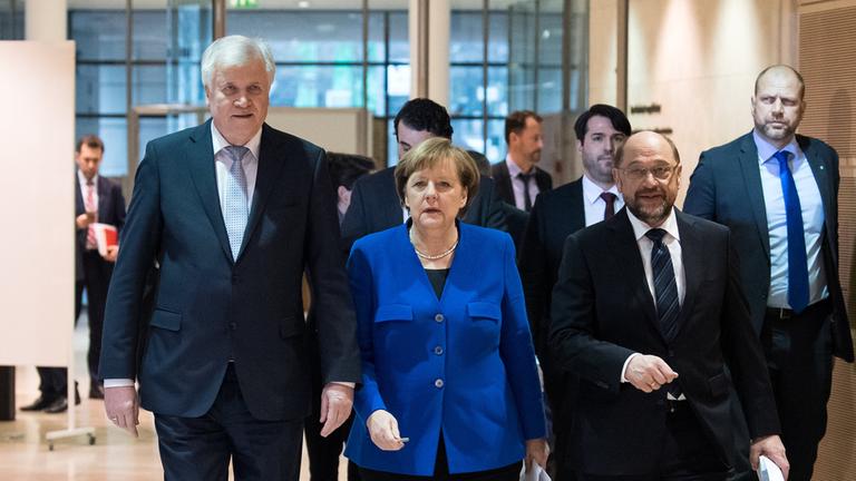 Koalitionsverhandlungen Merkel Schulz Seehofer