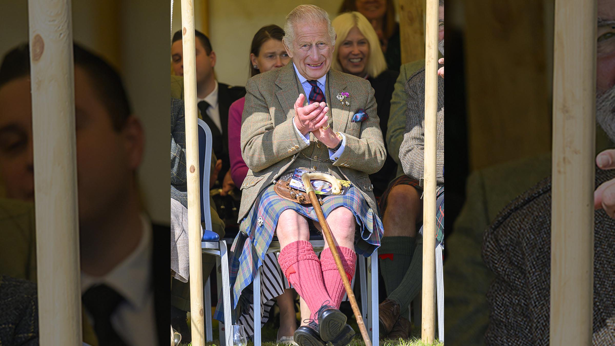 König Charles war zu Besuch in Schottland. Traditionell im schottischen Kilt hat er sich dort die "Mey Highland Games" angeschaut. Das Spektakel hat ihm sichtlich gefallen. (04.08.2025)