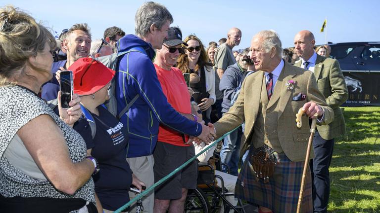 Der britische König Charles bei den Mey Highland Games im schottischen Caithness.