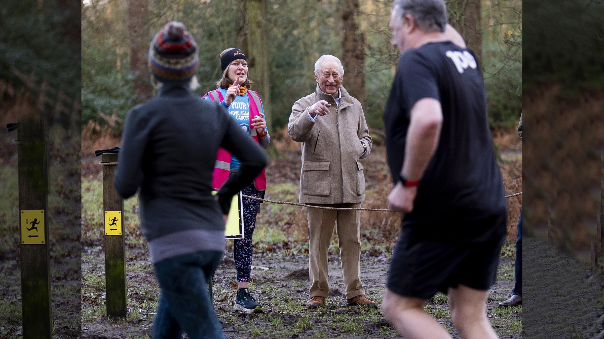 König Charles beim "Parkrun" auf Schloss Sandringham.