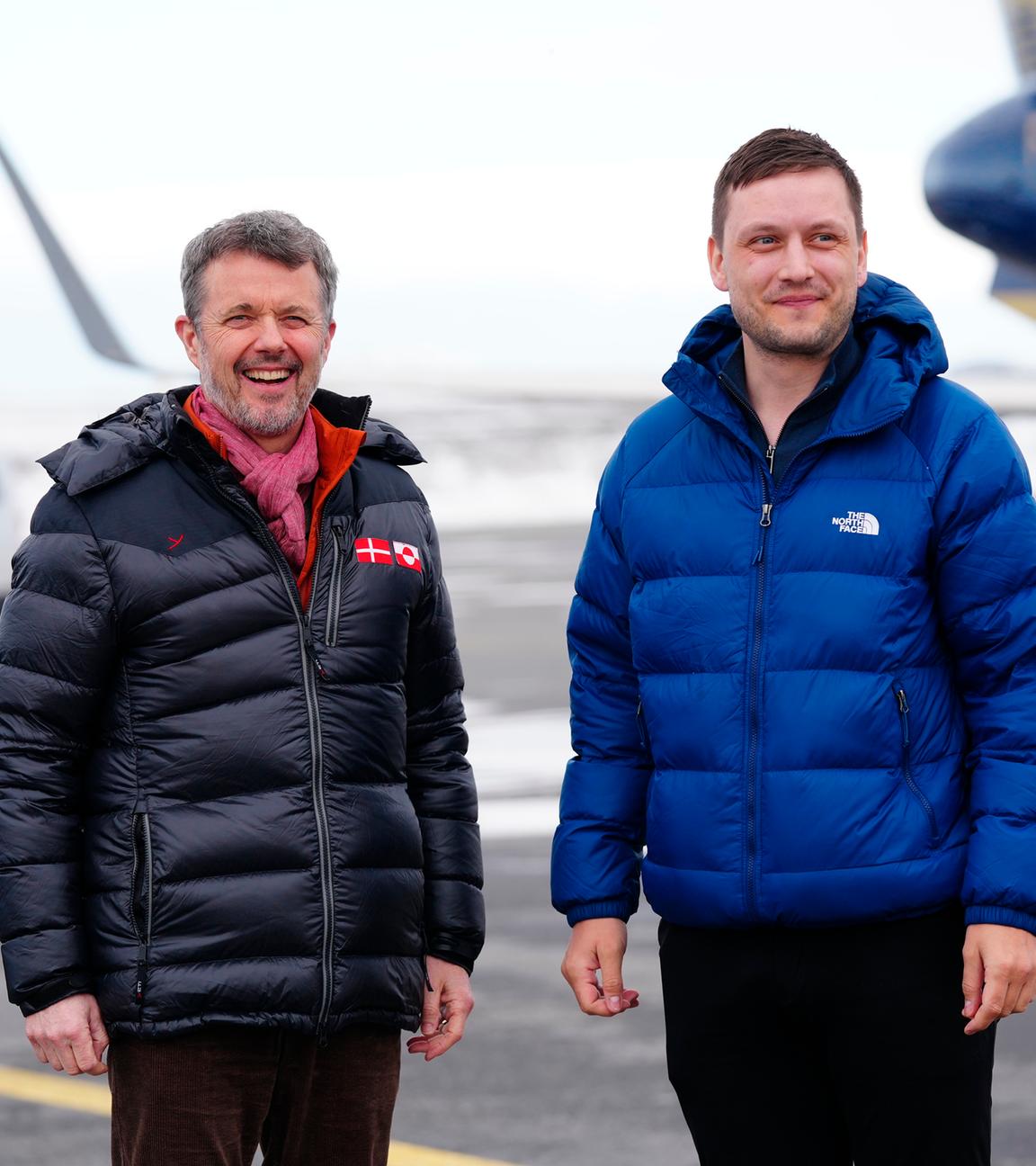 Dänemarks König Frederik und Grönlands Premierminister kommen in Nuuk, Grönland an.