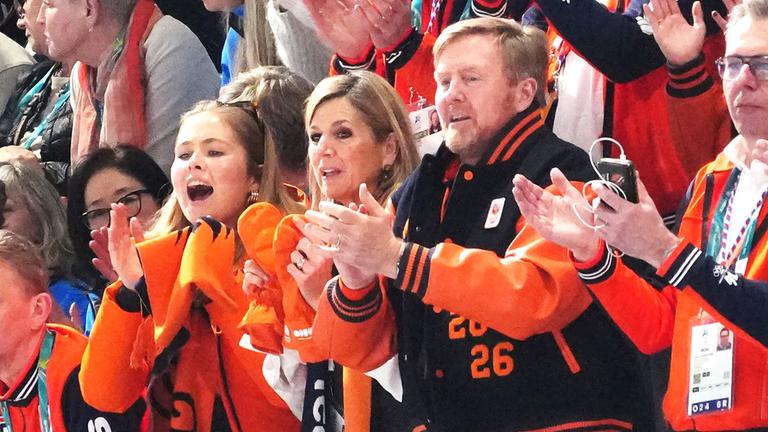 Der niederländische König Willem Alexander mit seiner Familie bei den olympsichen Winterspielen.