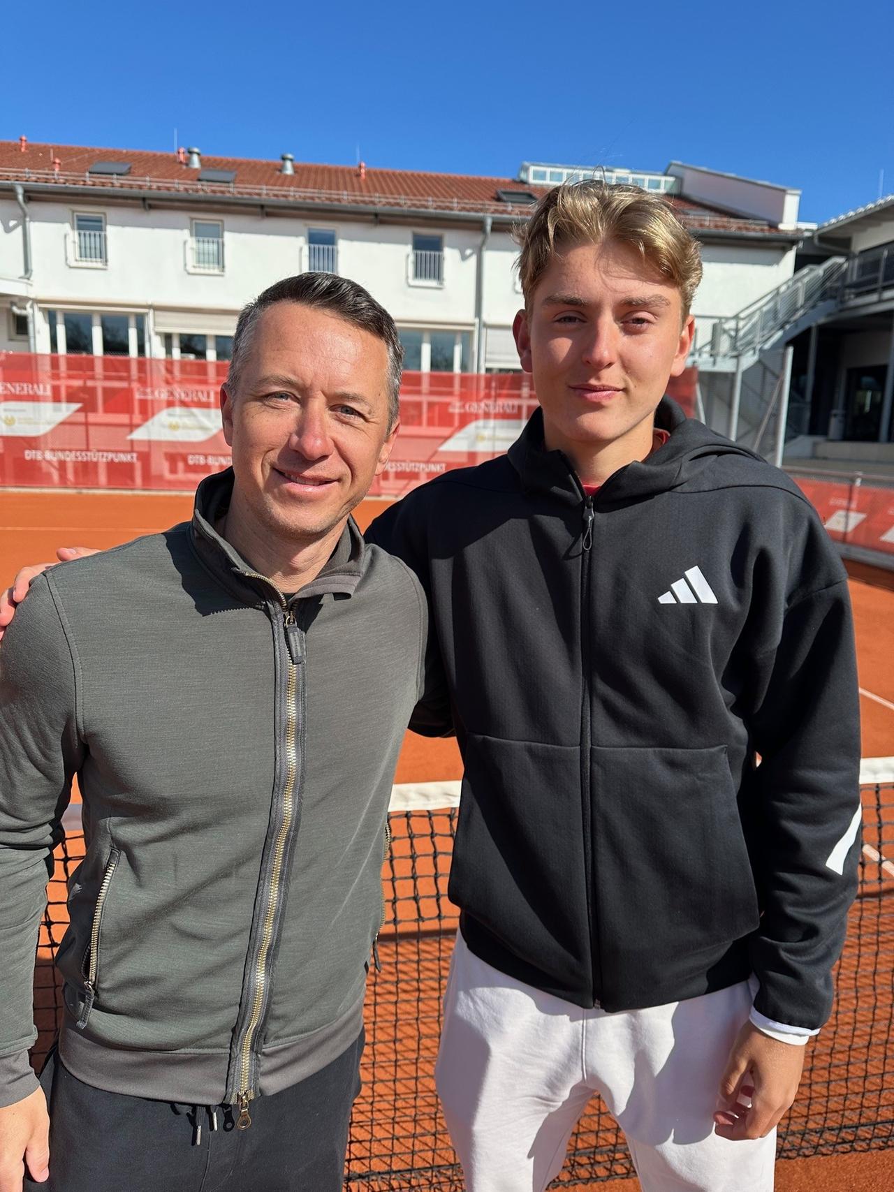 Trainer Philipp Kohlschreiber und sein Schützling Justin Engel