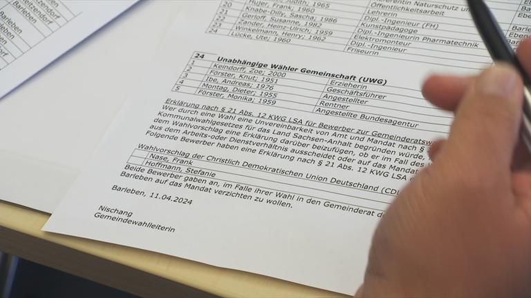 Wahlliste der CDU mit Hinweis auf Scheinkandidaten.