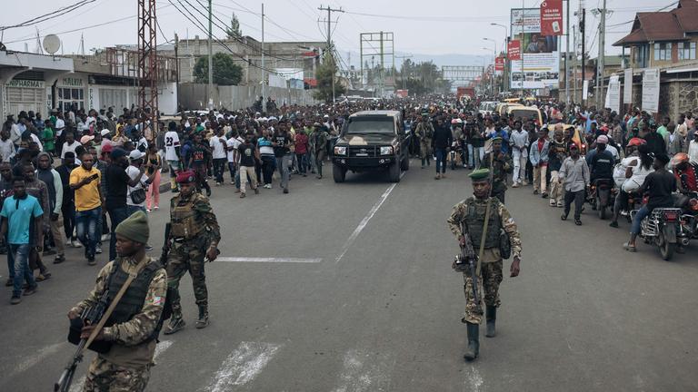 Militrpräsenz auf den Straßen von Goma, Kongo