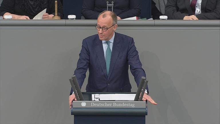 Auf dem Bild sieht man Oppositionsführer Merz.