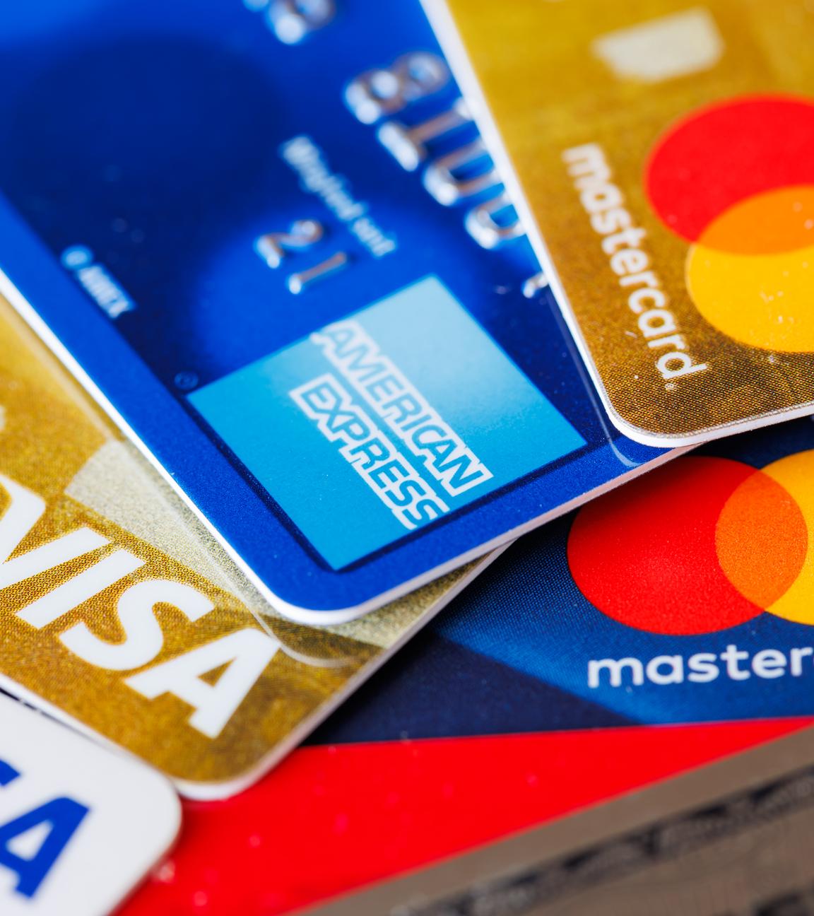 Verschiedene Kreditkarten aufgefächert