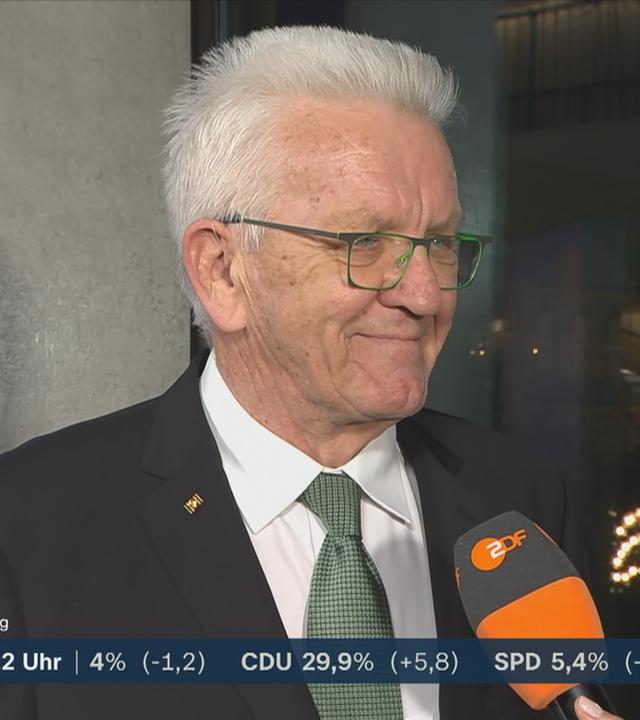 Ministerpräsident Winfried Kretschmann von den Grünen mit einer Reaktion zur Landtagswahl in Baden-Württemberg.