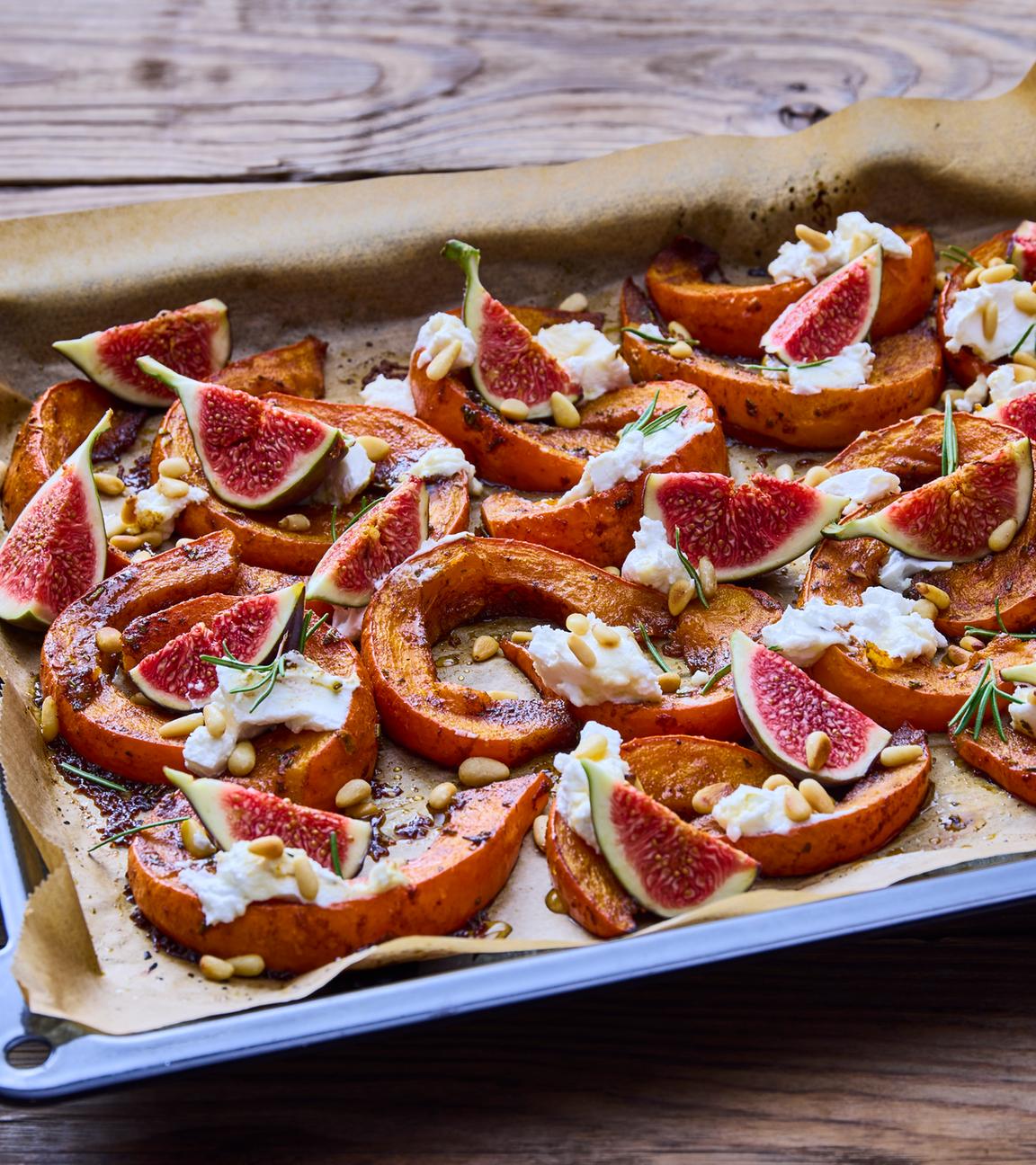 Kürbis aus dem Ofen mit Ziegenfrischkäse